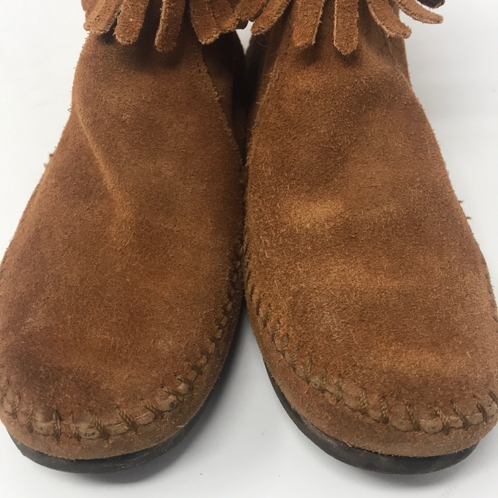 Minnetonka sz 2 low shoe boot leather moccasins - Picture 6 of 10